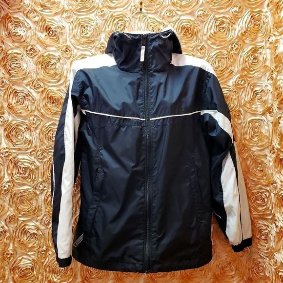 COLUMBIA Black & White Windbreaker Jacket Coat - Picture 12 of 12